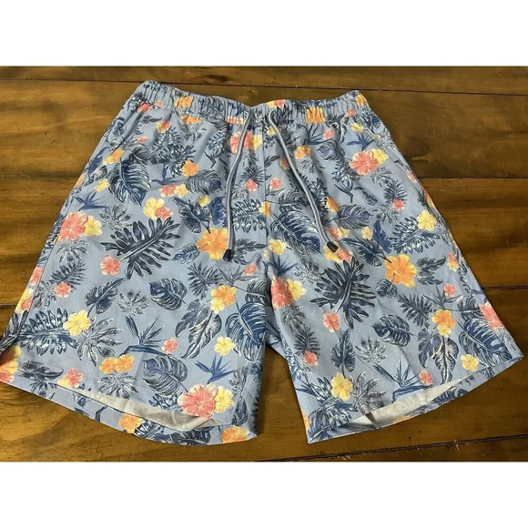 Peter Millar Swim Trunks Crown Moanalua Print Size Small Blue NWT - Picture 1 of 13